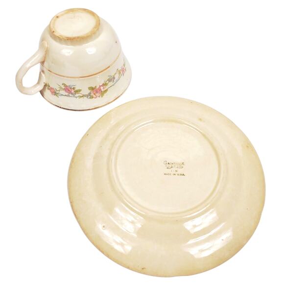 Vintage Tea Cup And Saucer Crooksville China USA Gold Trim Farmhouse 1950's - Picture 3 of 7